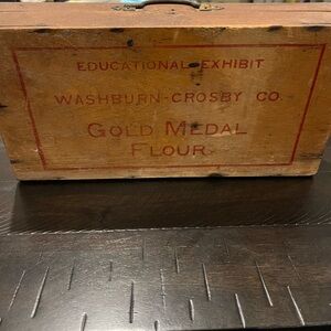Vintage Wooden Box Gold Medal Flour Rare educational exhibit box Farmhouse decor